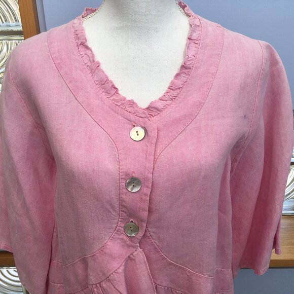Hot Pink Linen Jacket or Top OS by JS Millenium - Picture 3 of 9